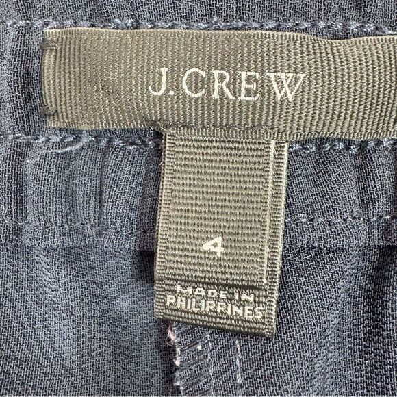 J. Crew Elastic Waist Cuffed Drapey Crop Pants Navy Blue 4 Pull On - Picture 6 of 12